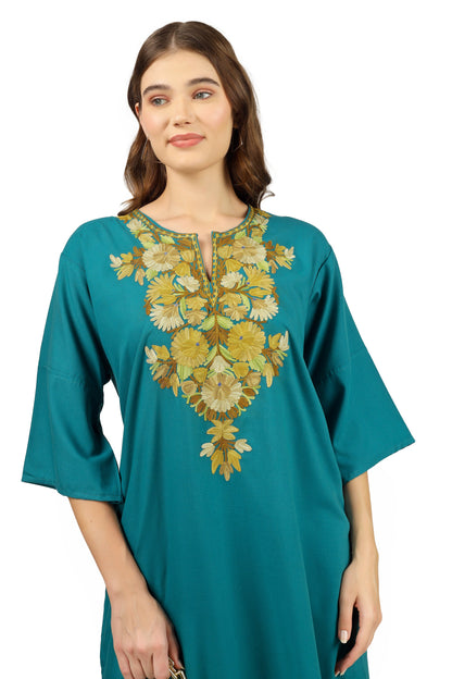 Kashmiri Aari Embroidered Cotton Kurti Pant Set BATIN