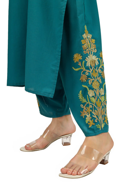 Kashmiri Aari Embroidered Cotton Kurti Pant Set BATIN