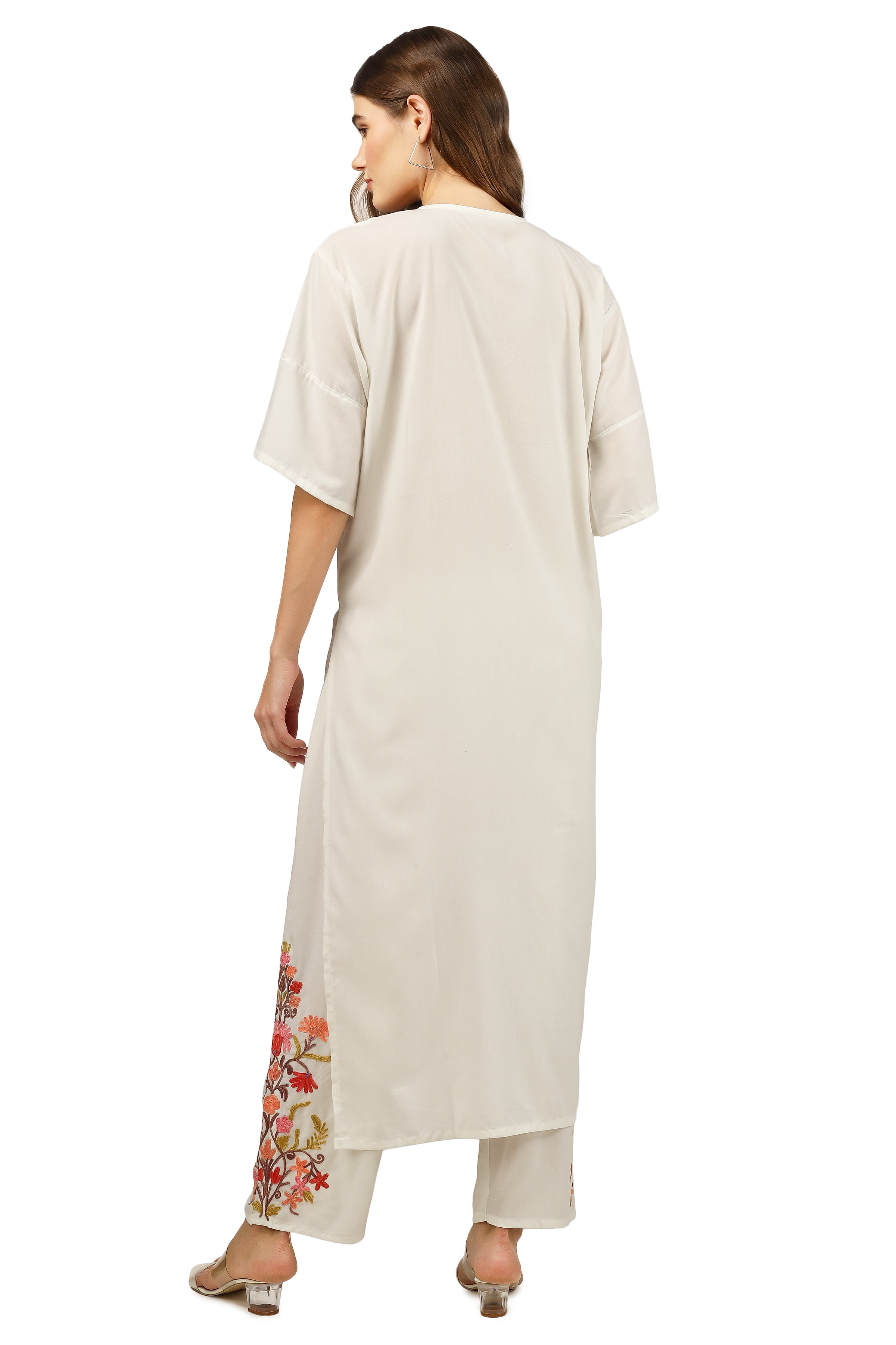 Kashmiri Aari Embroidered Cotton Kurti Pant Set BATIN