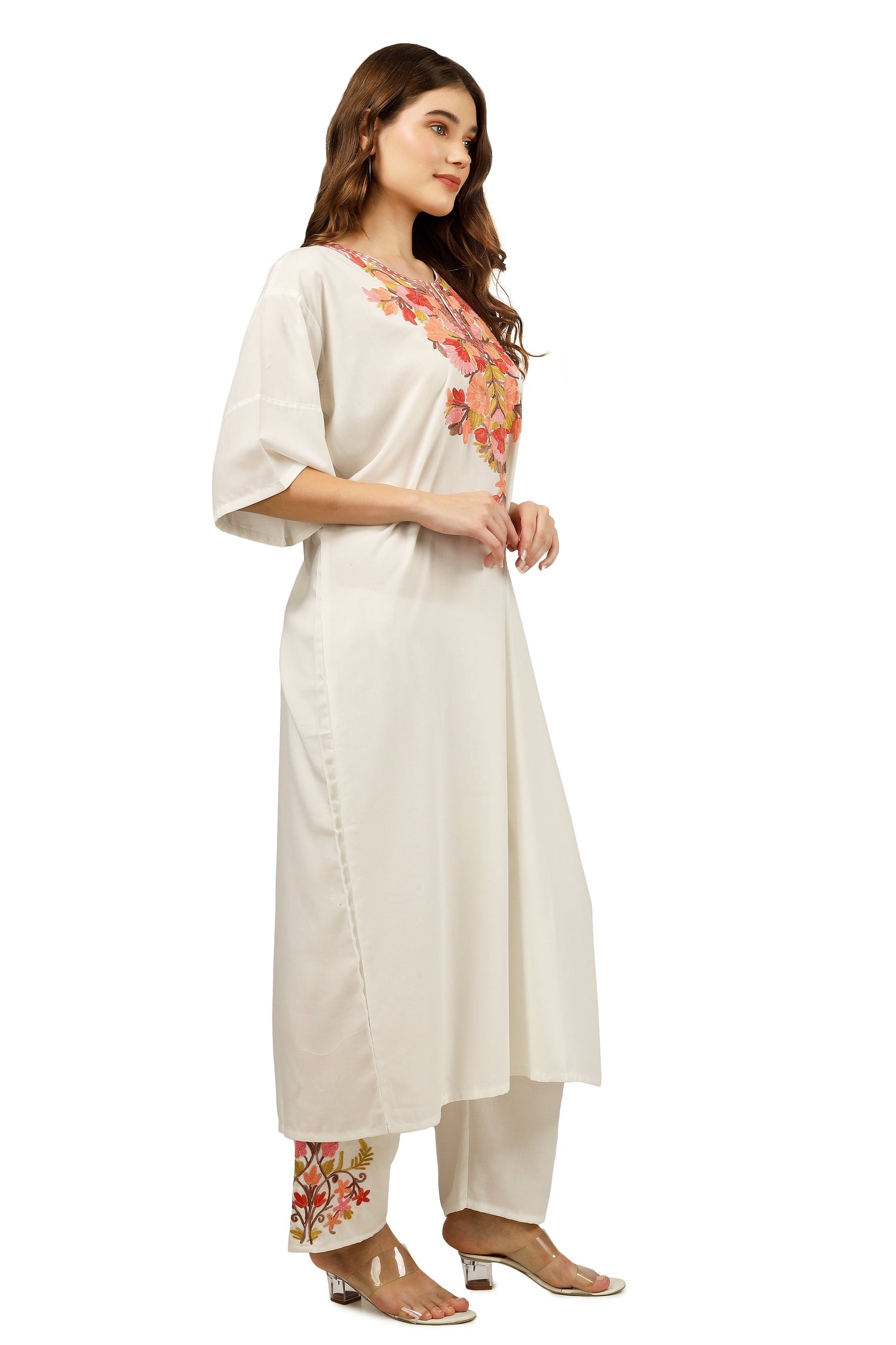 Kashmiri Aari Embroidered Cotton Kurti Pant Set BATIN