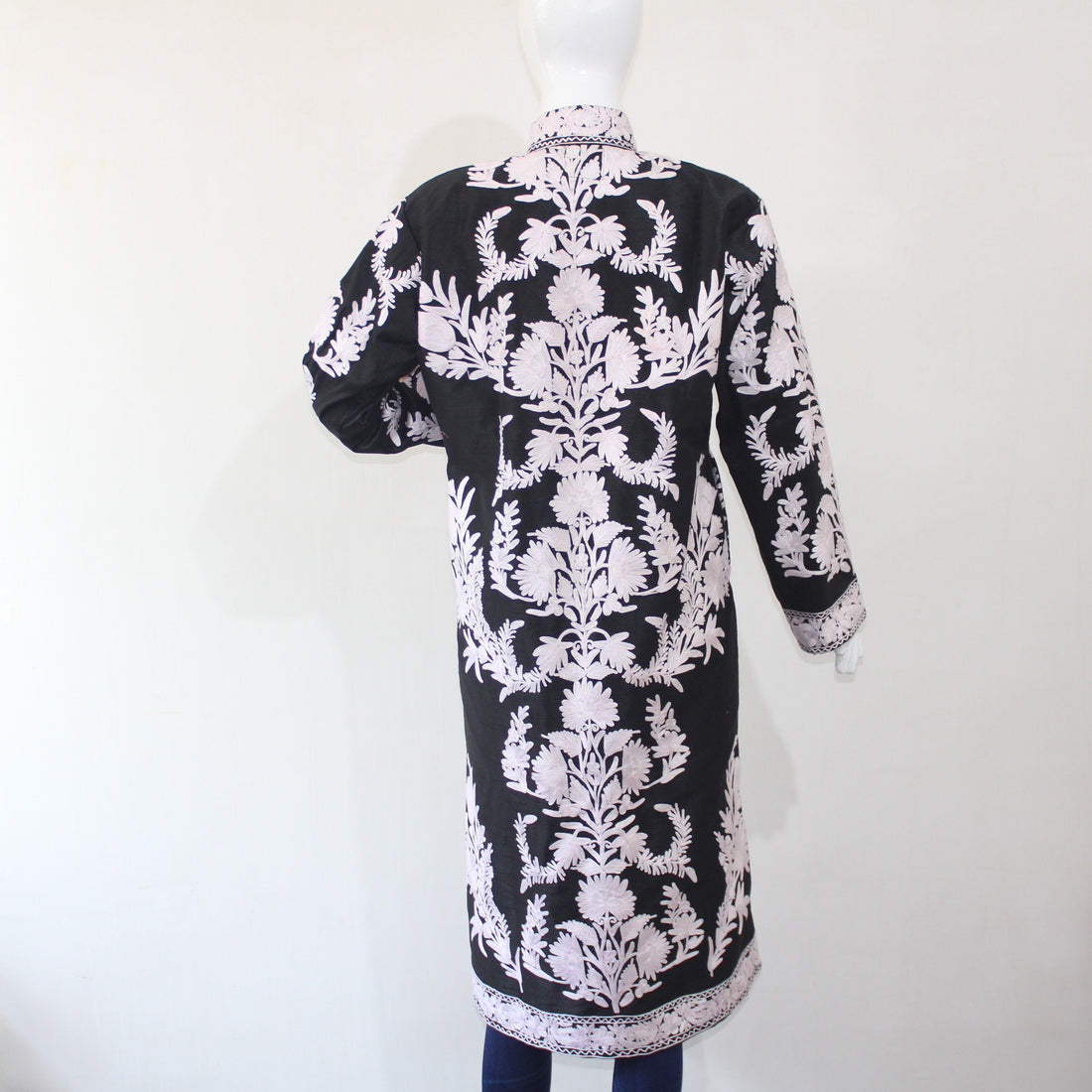 Kashmiri Jacket, embroidered silk jacket, long length coat, Bohemian Jacket, embroidered jacket, long embroidered coat, silk summer jacket