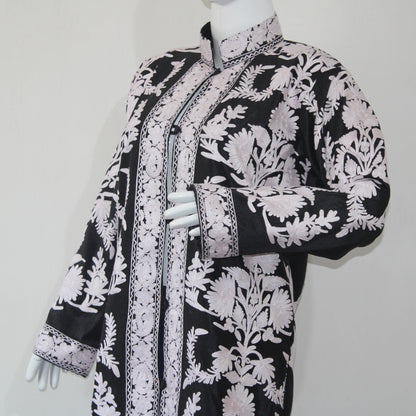 Kashmiri Jacket, embroidered silk jacket, long length coat, Bohemian Jacket, embroidered jacket, long embroidered coat, silk summer jacket