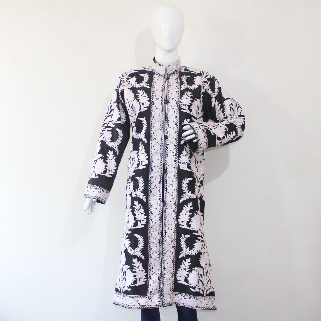 Kashmiri Jacket, embroidered silk jacket, long length coat, Bohemian Jacket, embroidered jacket, long embroidered coat, silk summer jacket