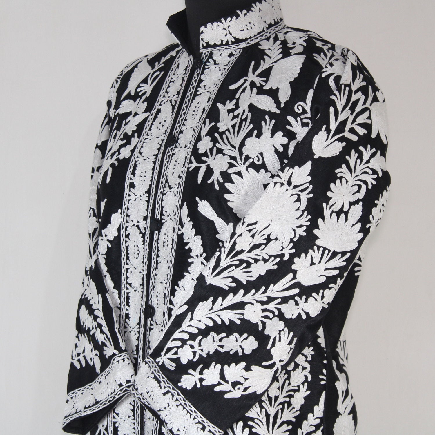 Kashmiri Jacket, embroidered silk jacket, short length coat, Bohemian Jacket, embroidered jacket, short embroidered coat, silk summer jacket