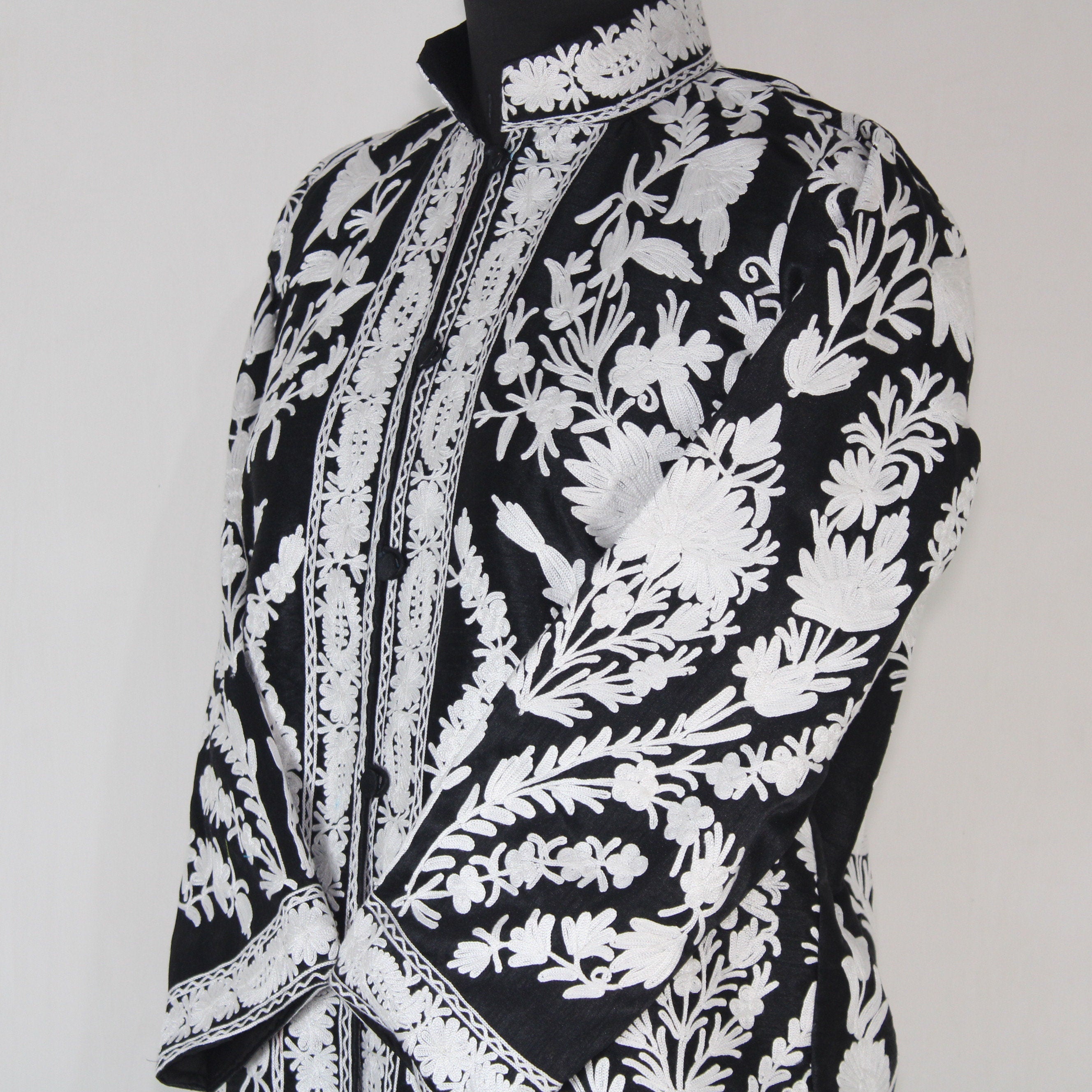 Kashmiri Jacket, embroidered silk jacket, short length coat, Bohemian Jacket, embroidered jacket, short embroidered coat, silk summer jacket