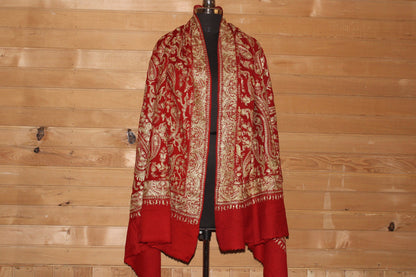 Bridal Embroidered Shawl, Kashmiri Tilla Shawl For Women, Indian Wedding Shawl, Bridal Cover Up Wrap, Zari Embroidered Cashmere Shawl