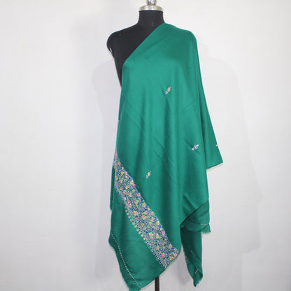 Kashmiri paper mache Embroidery Scarf, woolen Scarf, Kashmiri Handmade Stole/Wrap, handwork stole, Green Stole, 70cm * 200cm,