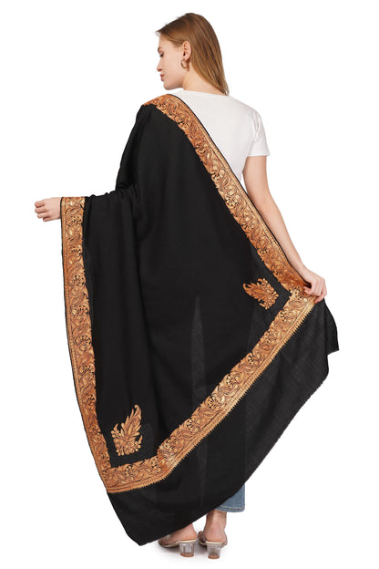 Kashmiri Tilla Shawl For Women,Pashmina Bridal Embroidered Shawl,Indian Wedding Shawl, Bridal Cover Up Wrap, Zari Embroidered Cashmere Shawl
