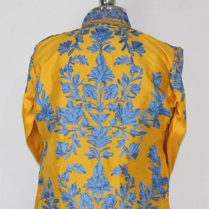 Kashmiri Jacket, embroidered silk jacket, long length coat, Bohemian Jacket, embroidered jacket, long embroidered coat, silk summer jacket