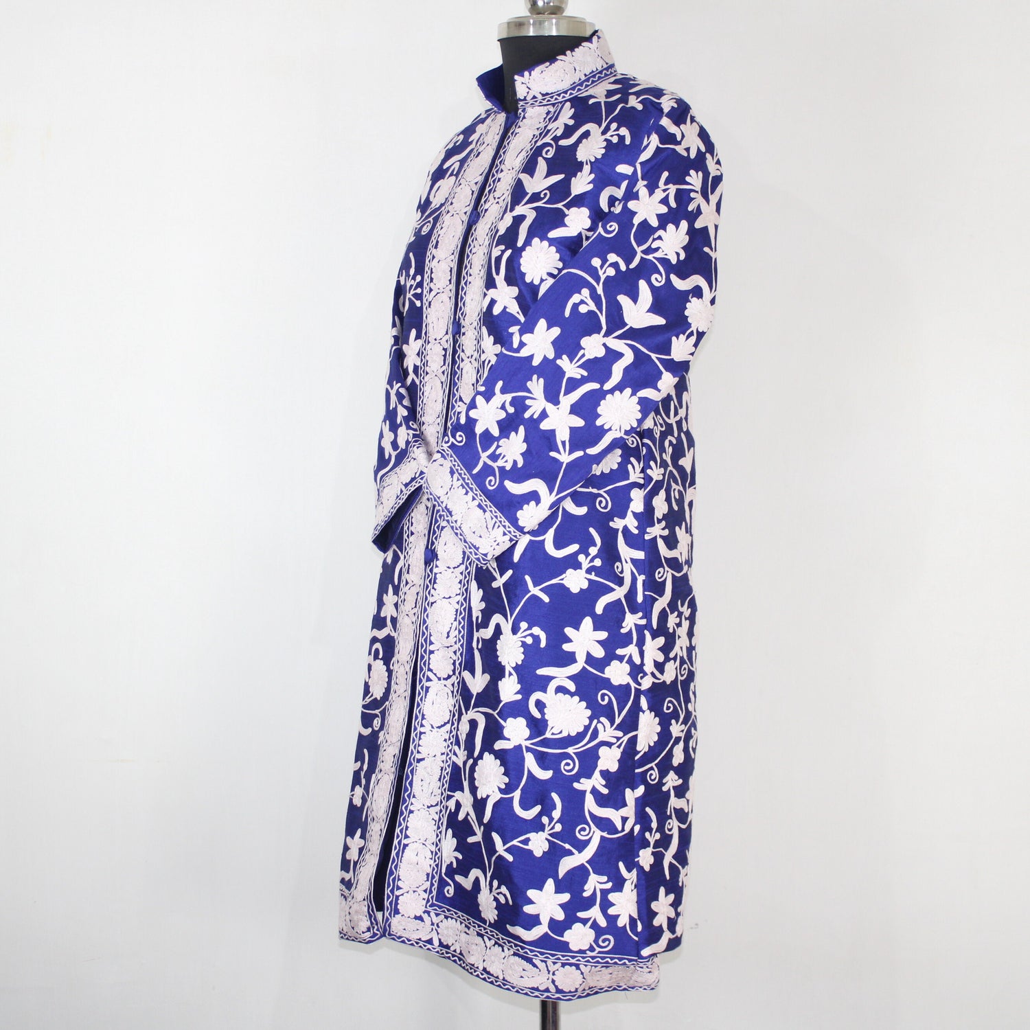 Kashmiri Jacket, embroidered silk jacket, long length coat, Bohemian Jacket, embroidered jacket, long embroidered coat, silk summer jacket