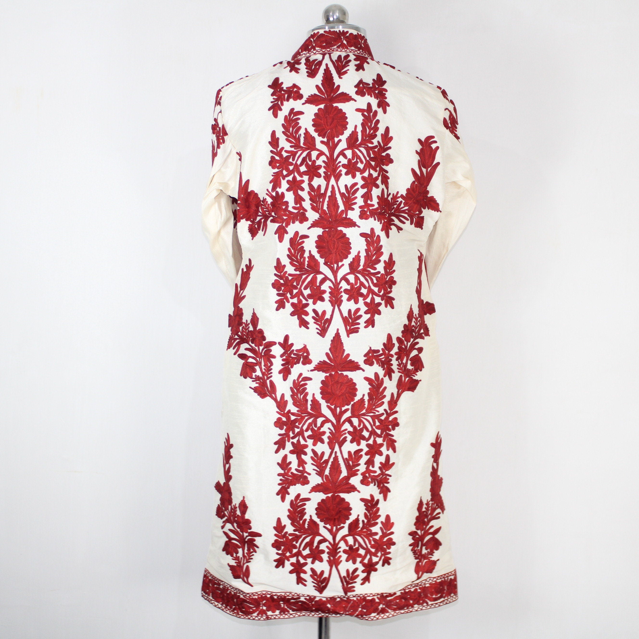 Kashmiri Jacket, embroidered silk jacket, long length coat, Bohemian Jacket, embroidered jacket, long embroidered coat, silk summer jacket