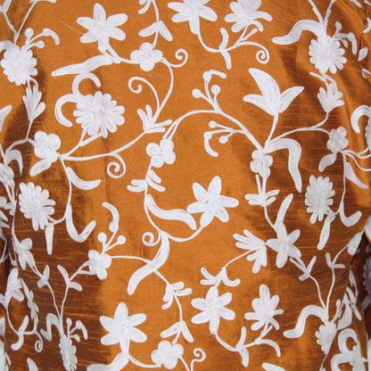 Bohemian Silk Jacket: Kashmiri Embroidered Coat for Summer