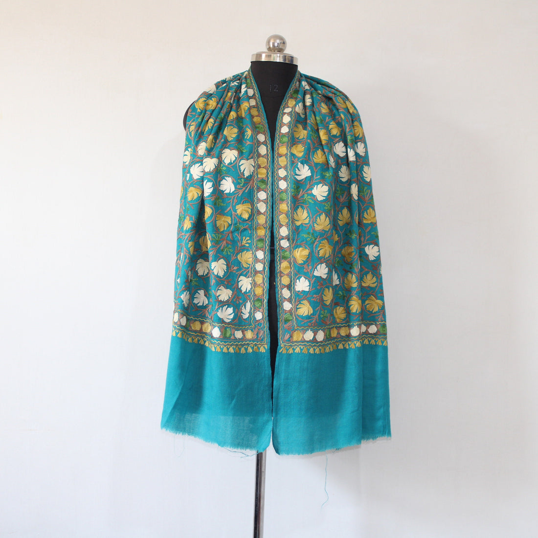 Kashmiri Stole, Fine Merino Wool Aari Embroidered Handmade Stole, Woolen Scarf, Embroidered Shawl And Wraps,