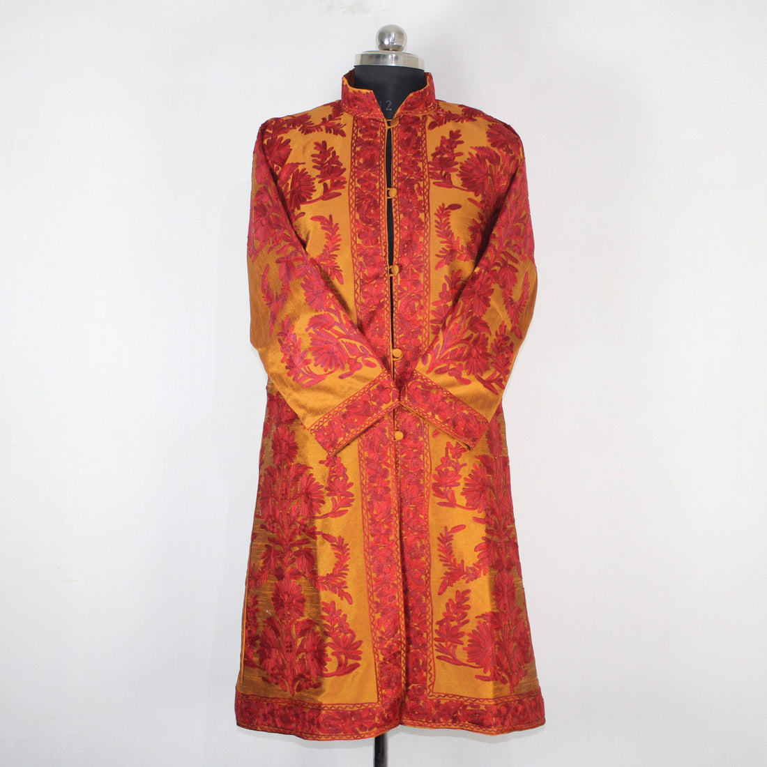 Kashmiri Jacket, embroidered silk jacket, long length coat, Bohemian Jacket, embroidered jacket, long embroidered coat, silk summer jacket