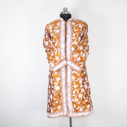 Bohemian Silk Jacket: Kashmiri Embroidered Coat for Summer