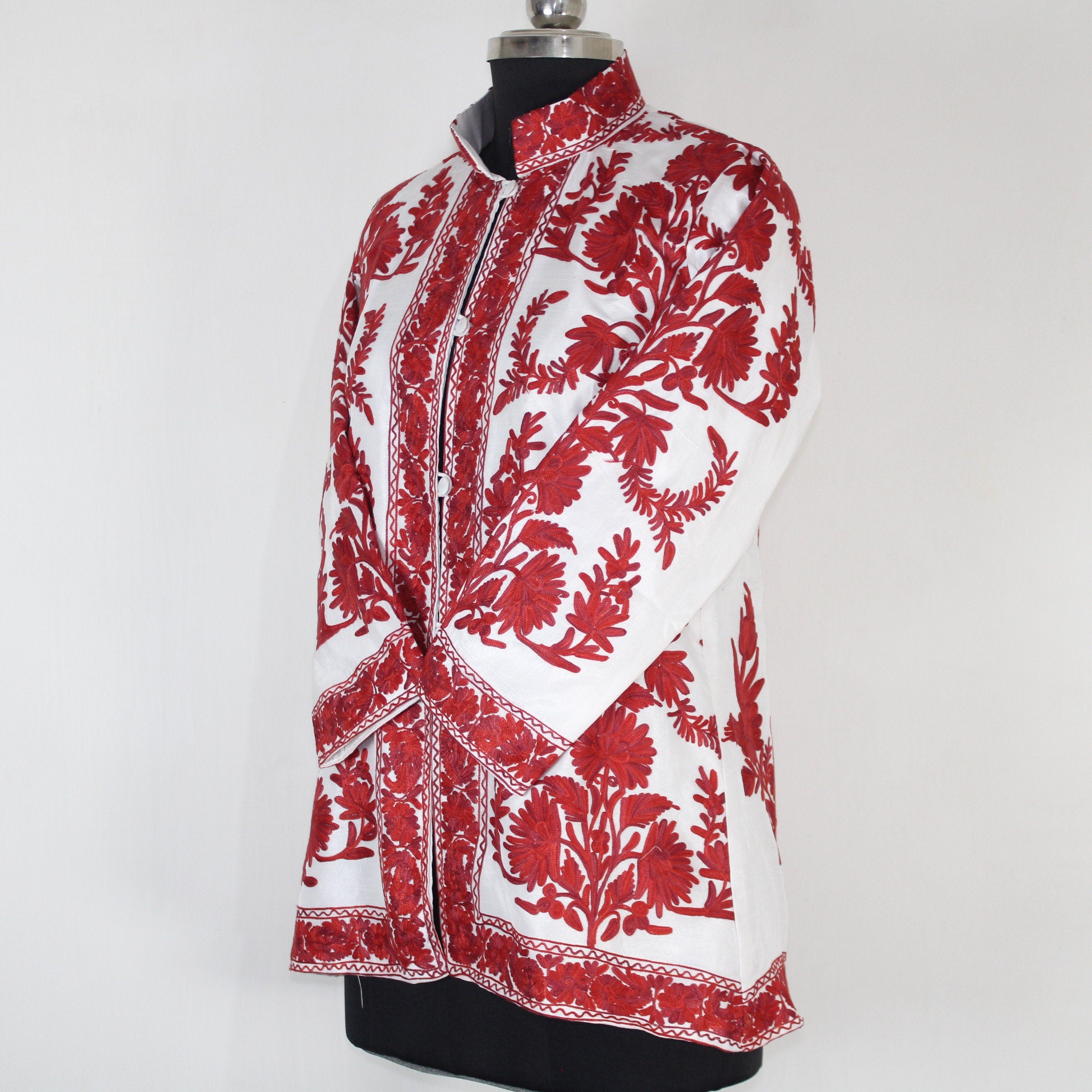 Kashmiri Jacket, embroidered silk jacket, short length coat, Bohemian Jacket, embroidered jacket, short embroidered coat, silk summer jacket