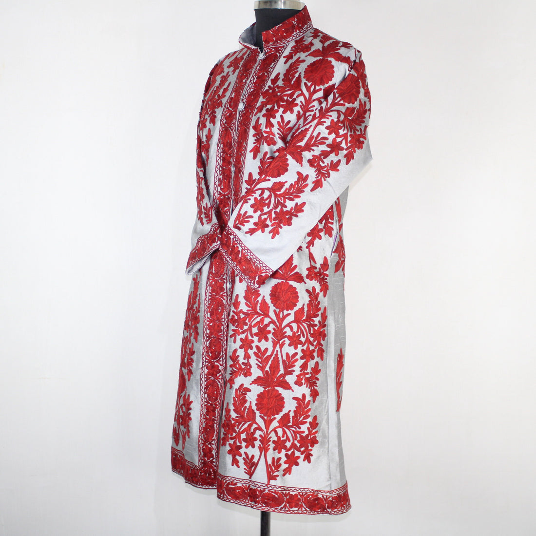 Kashmiri Jacket, embroidered silk jacket, long length coat, Bohemian Jacket, embroidered jacket, long embroidered coat, silk summer jacket