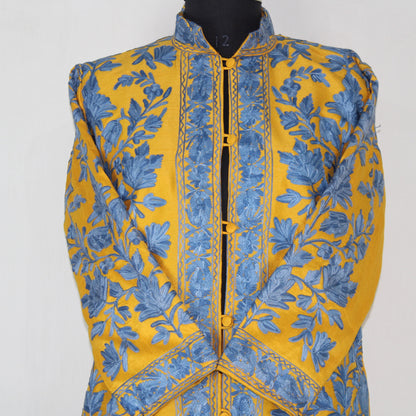 Kashmiri Jacket, embroidered silk jacket, long length coat, Bohemian Jacket, embroidered jacket, long embroidered coat, silk summer jacket