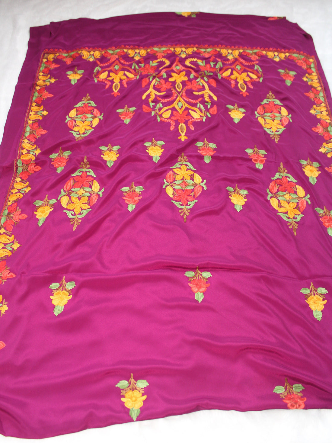 Kashmiri Embroidered Crepe Saree with Blouse - Ethnic Indian Aariwork Sari for Women