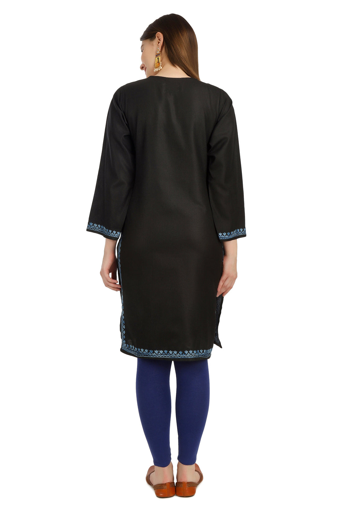 Aari Embroidered Cotton Kashmiri Kurti - Elegant Indian Women&