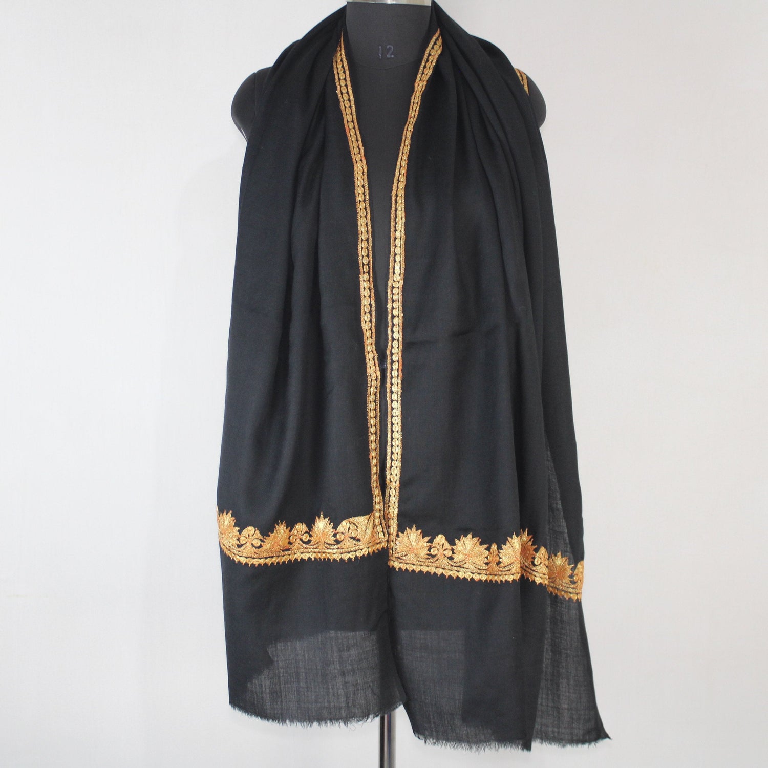 Kashmiri Tilla Embroidery Scarf, Merino Wool Wrap, Winter Scarf, Kashmiri Handmade Shawl/Wrap, Tilla Stole,