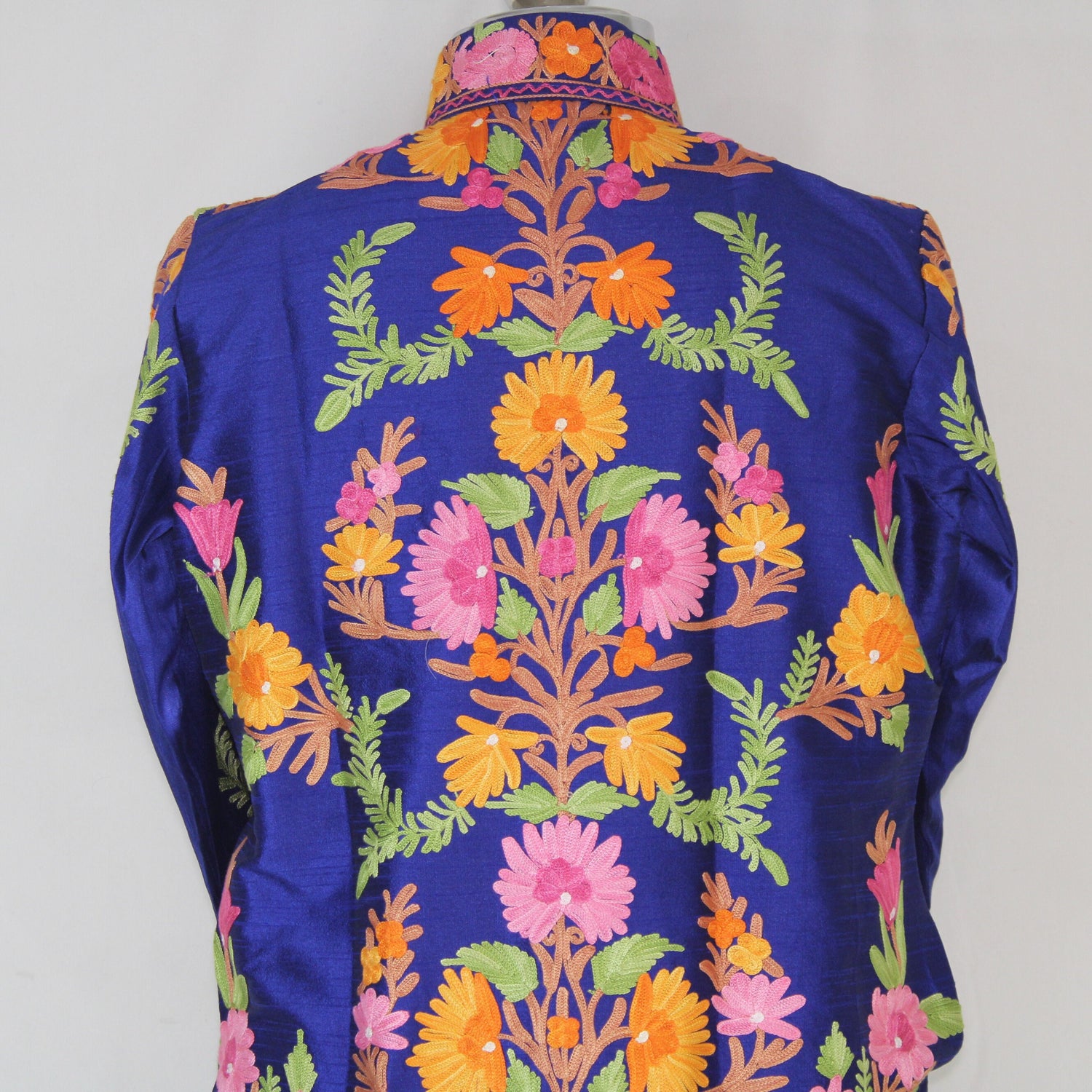 Kashmiri Jacket, embroidered silk jacket, long length coat, Bohemian Jacket, embroidered jacket, long embroidered coat, silk summer jacket