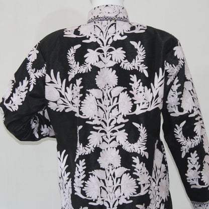 Kashmiri Jacket, embroidered silk jacket, long length coat, Bohemian Jacket, embroidered jacket, long embroidered coat, silk summer jacket