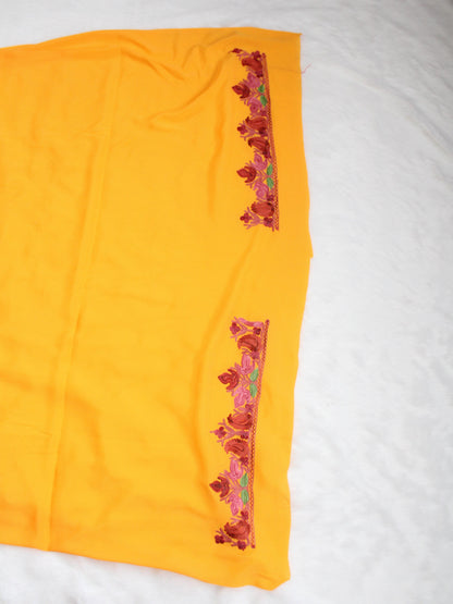 Traditional Kashmiri Saree with Stunning Embroidery - Crepe Sari with Aariwork Blouse