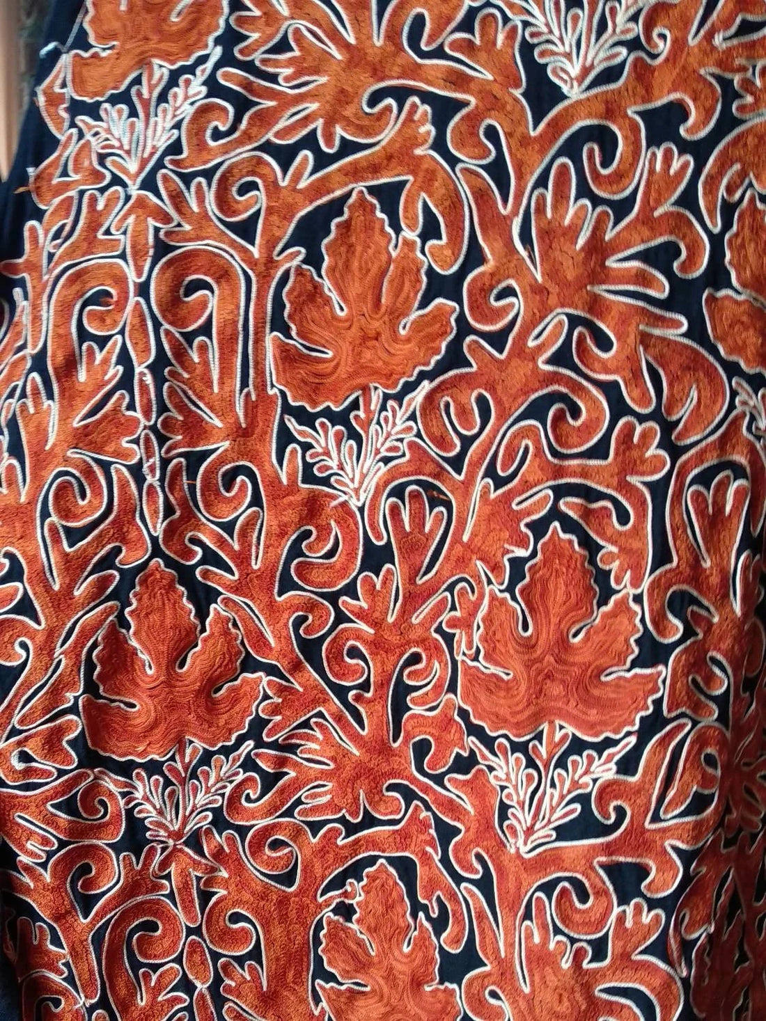 Kashmiri Aari Embroidered Purewool Jacket, Long Coat For Women BATIN