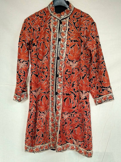 Kashmiri Aari Embroidered Purewool Jacket, Long Coat For Women - BATIN