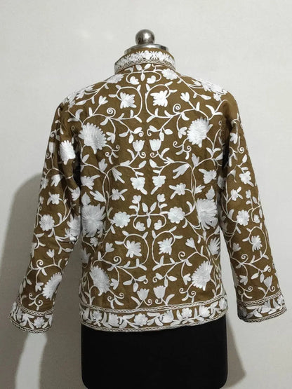 Kashmiri Jacket, Embroidered Wool Jacket, Short Length Coat, Bohemian Jacket, Embroidered Jacket, Short Embroidered Coat, Pashmina Jacket BATIN