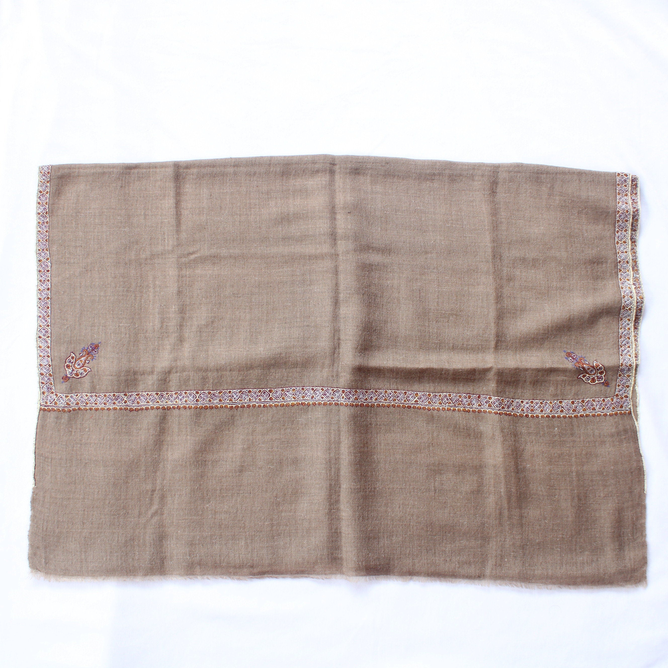 Hand Woven Pashmina Scarf: Sozni Hand Embroidery, Kashmir Stole - BATIN