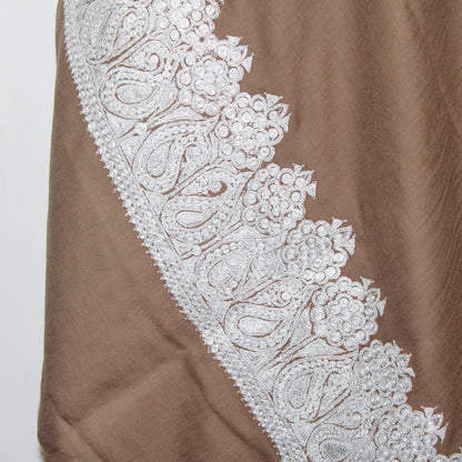Kashmiri Merino Wool Shawl: Beige Tilla Embroidery - BATIN