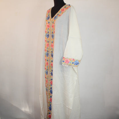 Handmade Kashmiri Aari Embroidered Merino Wool Kaftan Dress - BATIN