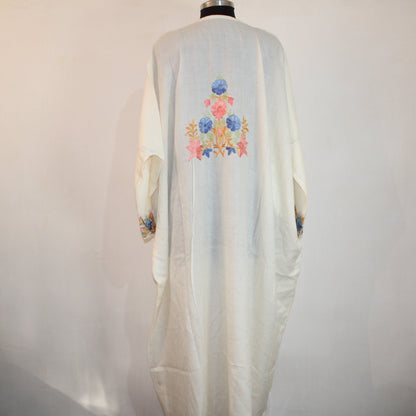 Handmade Kashmiri Aari Embroidered Merino Wool Kaftan Dress - BATIN