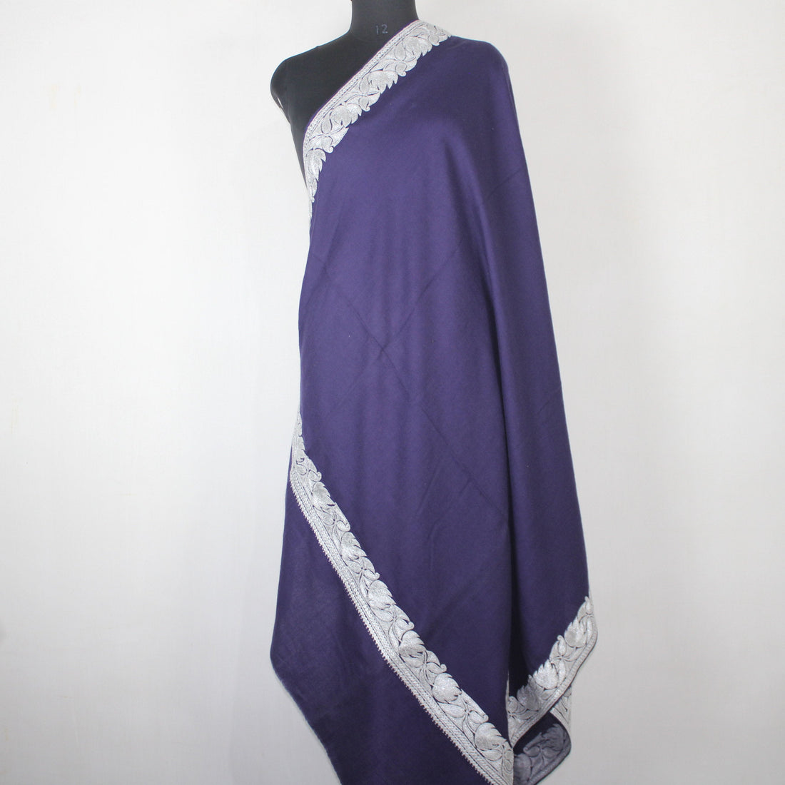 Kashmiri Merino Wool Shawl: Hand-Embroidered Tilla/Zari Design BATIN