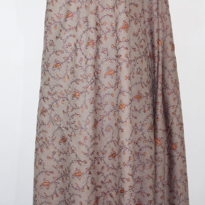 Kashmiri Sozni Embroidered Merino Wool Shawl: Beige Paisley Wrap BATIN