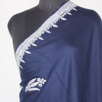 Kashmiri Merino Wool Shawl: Hand Embroidered Tilla/Zari Work - BATIN