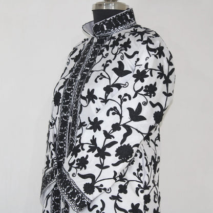 Bohemian Silk Jacket: Kashmiri Embroidered Coat for Women BATIN