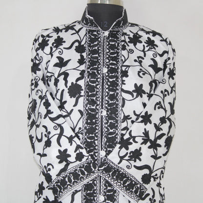 Bohemian Silk Jacket: Kashmiri Embroidered Coat for Women BATIN