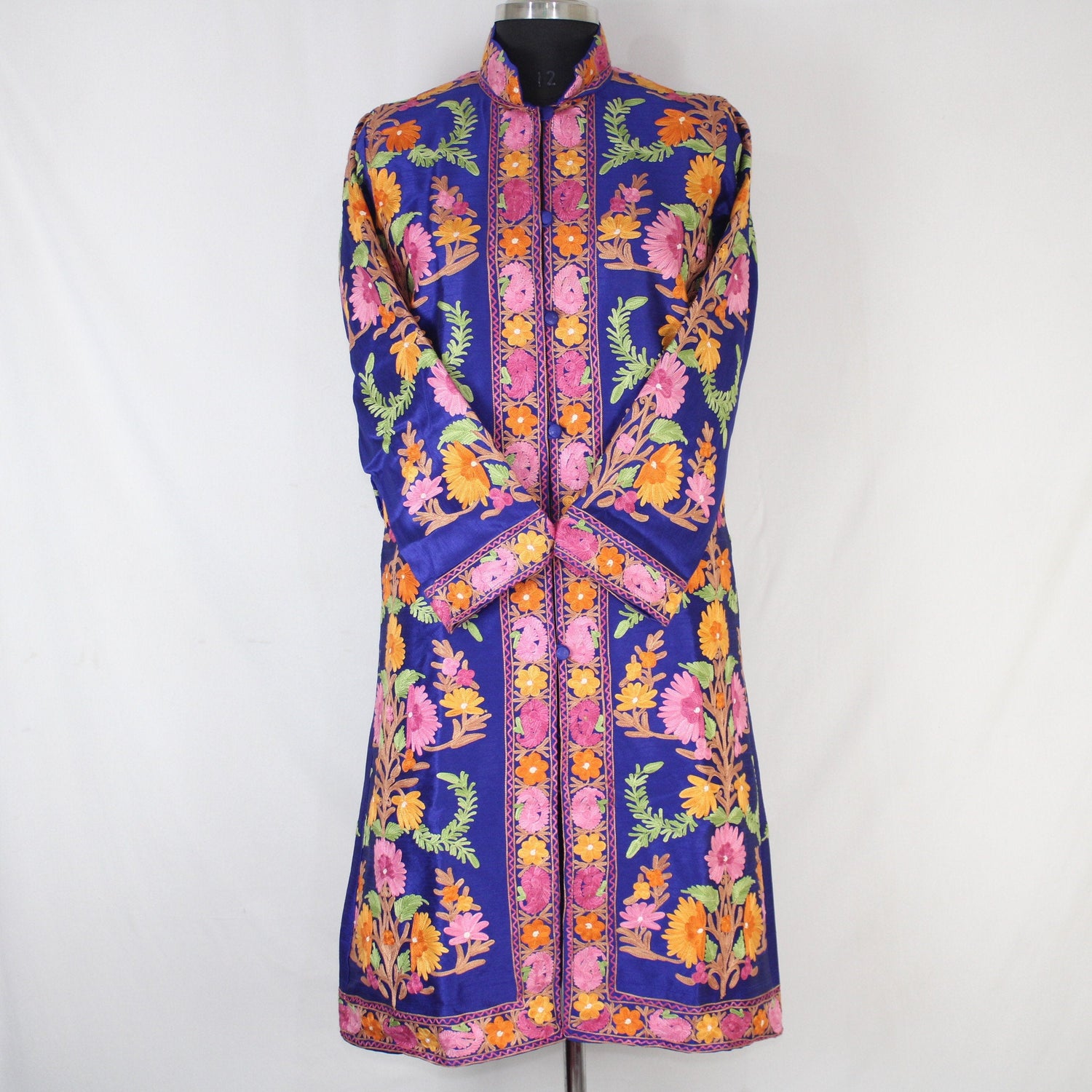 Kashmiri Silk Jacket: Embroidered Bohemian Long Coat BATIN