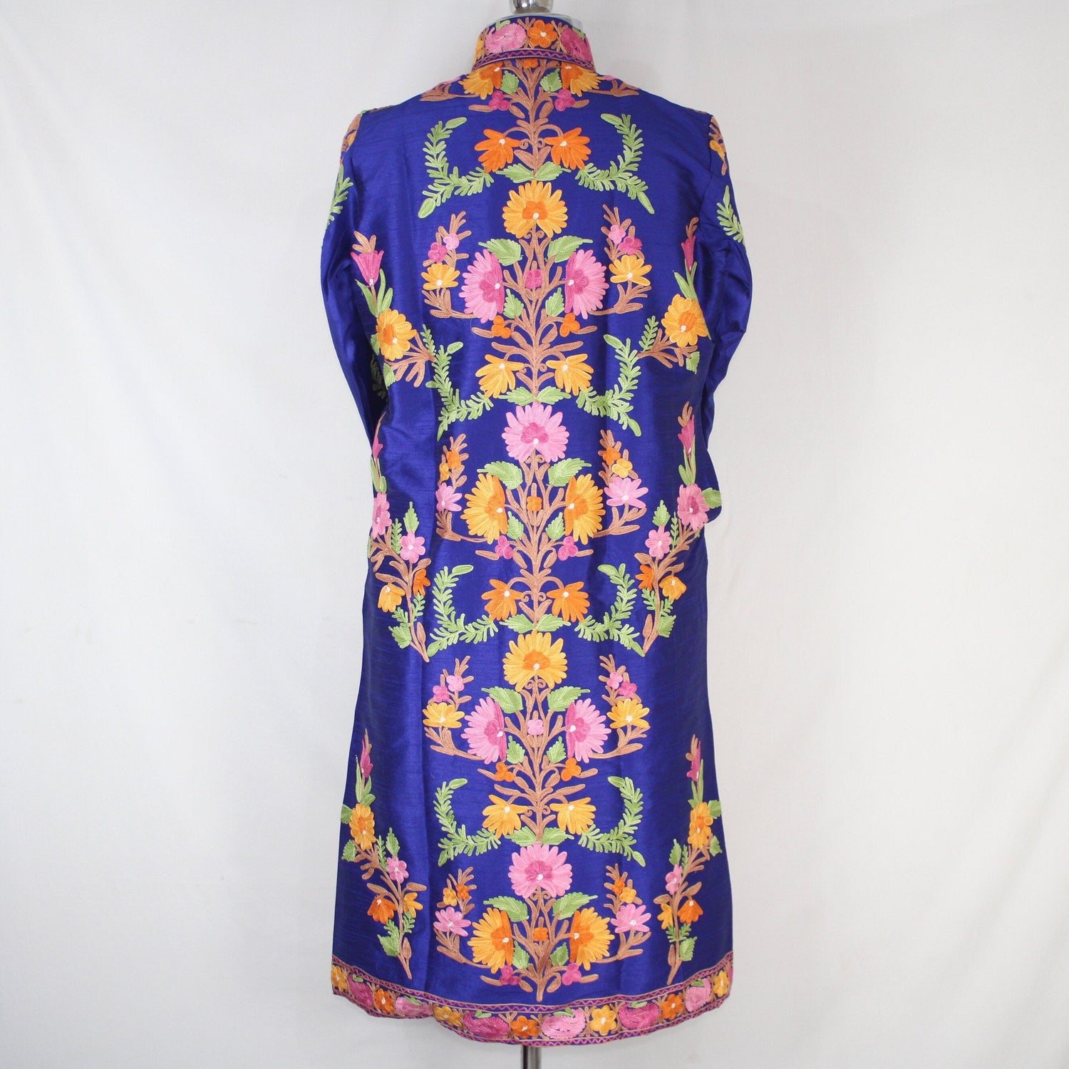 Kashmiri Silk Jacket: Embroidered Bohemian Long Coat BATIN