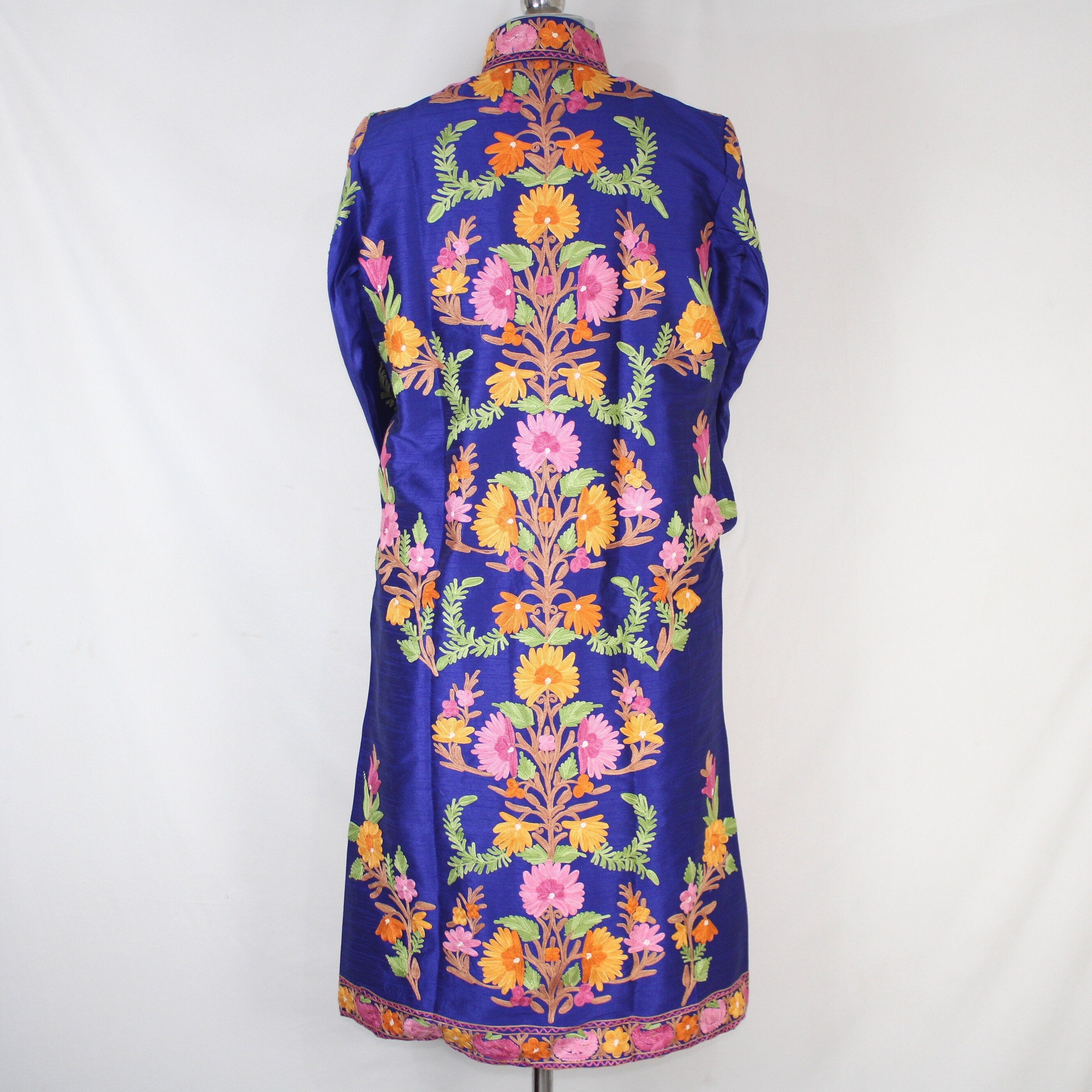 Kashmiri Silk Jacket: Embroidered Bohemian Long Coat BATIN