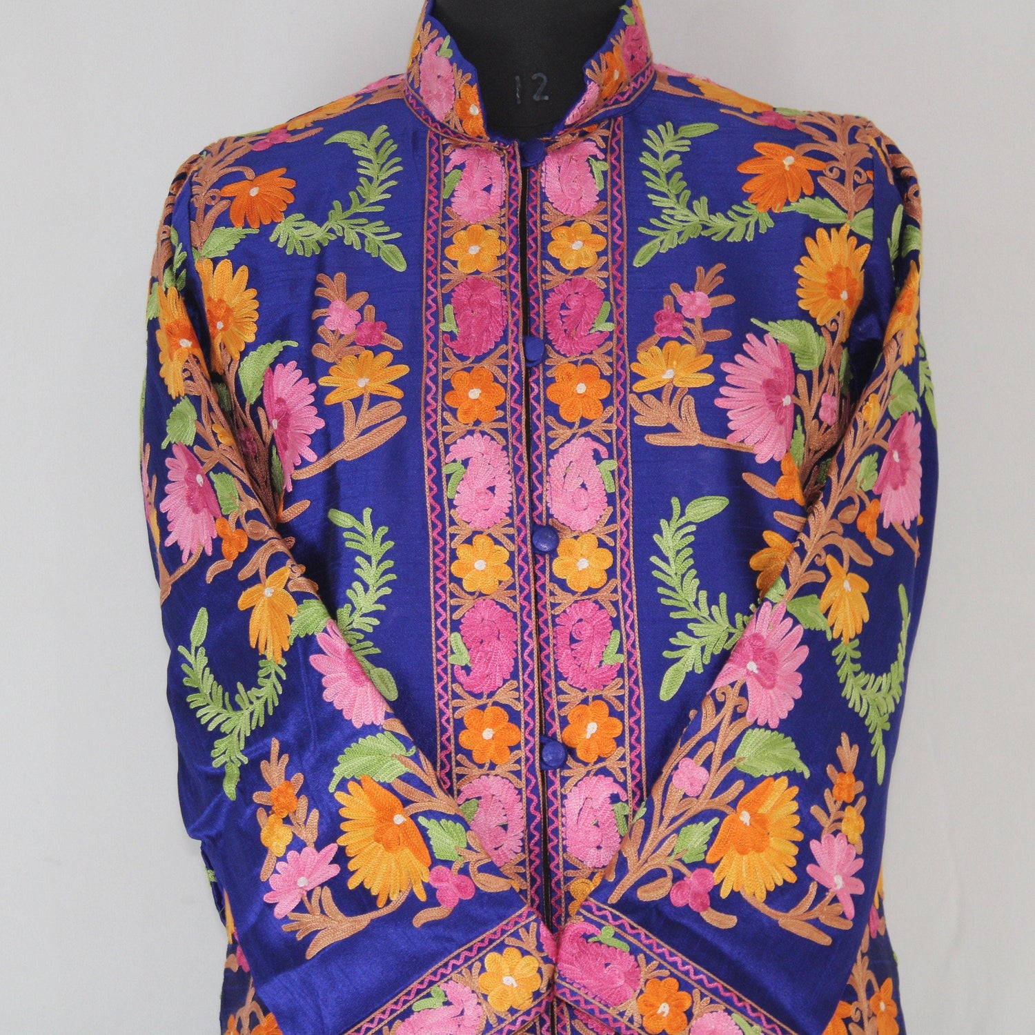 Kashmiri Silk Jacket: Embroidered Bohemian Long Coat BATIN