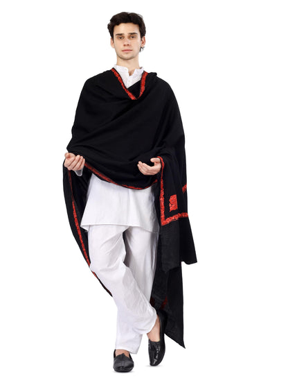 Kashmiri Embroidered Shawl for Men, Elegant Gents Wrap, Aari Work Oversized Pure Wool Shawl/Wrap, Mens Winter Shawl, Father Gift BATIN
