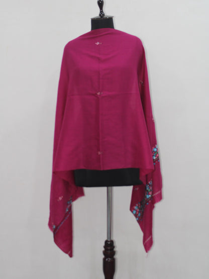 Hand Embroidered Merino Wool Stole: Kashmiri Paper Mache Design - BATIN