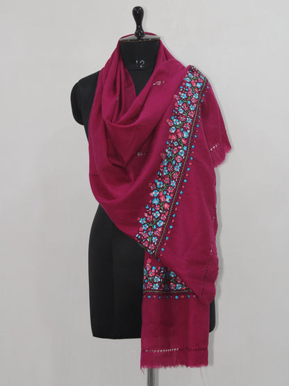 Hand Embroidered Merino Wool Stole: Kashmiri Paper Mache Design - BATIN