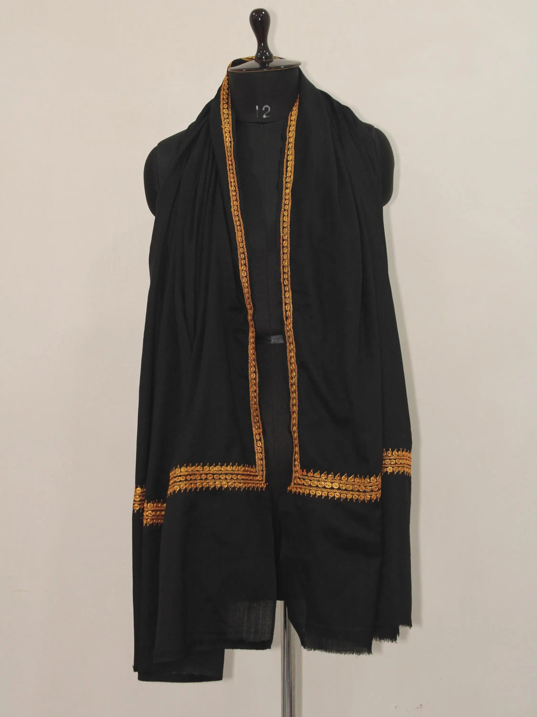 Wool Tilla Embroidered Black Shawl BATIN