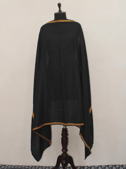 Wool Tilla Embroidered Black Shawl BATIN