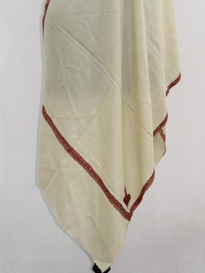 Handmade Sozni Embroidered Merino Wool Stole: Kashmiri Scarf Wrap BATIN